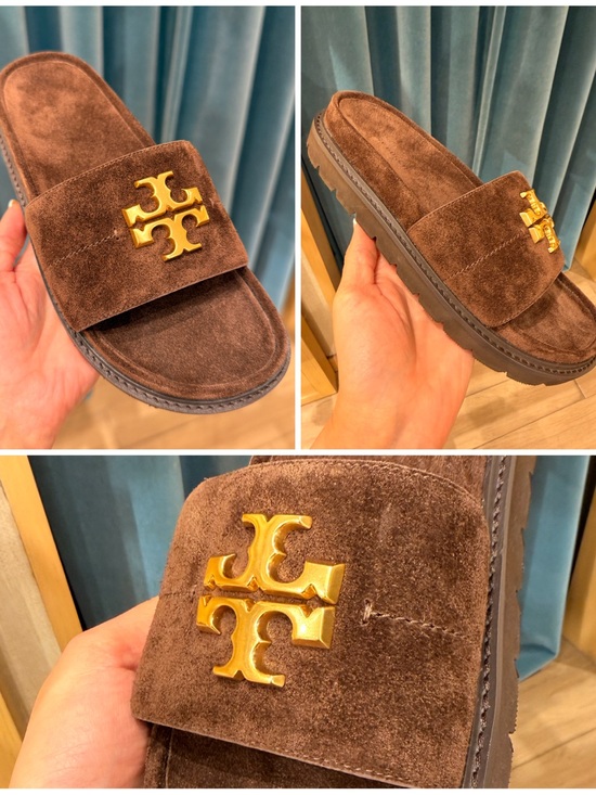 Tory Burch Shoes - Tory Burch Everly Anatomic Suede Lug Sandals, Dark Cocoa / Coconut